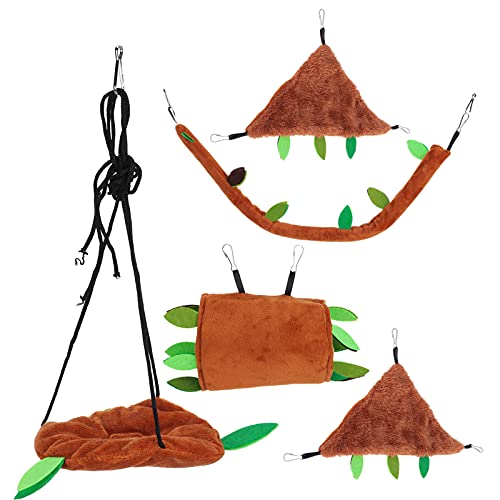 Pet Hanging Cage, Hammock Accessories, Leaf Design Hammock Channel Ropeway Swing, Hanging Tunnel and Hammock, Tunnel Hammock, Swing Adjustable for Small Animal Cage Accessories von COSMICROWAVE