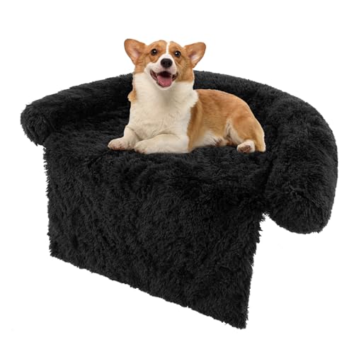 COSTWAY Hundebett flauschig, Sofaschutz Hund, Hundedecke für Sofa, Hundekissen waschbar, Plüschbett für kleine & mittelgroße & große Hunde Katzen, Hundematte aus Plüsch, 101 x 89 x 16 cm, Schwarz von COSTWAY