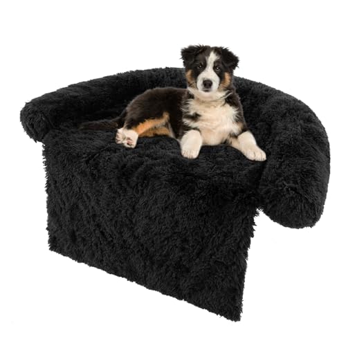 COSTWAY Hundebett flauschig, Sofaschutz Hund, Hundedecke für Sofa, Hundekissen waschbar, Plüschbett für kleine & mittelgroße & große Hunde Katzen, Hundematte aus Plüsch, 112 x 101 x 18 cm, Schwarz von COSTWAY