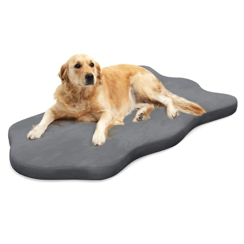 COSTWAY Orthopädisches Hundebett, Hundekissen waschbar, Memory Foam Hundematte mit abnehmbarem Bezug, rutschfest, wasserdicht, für große, mittelgroße Hunde (Grau, Geometrisch) von COSTWAY