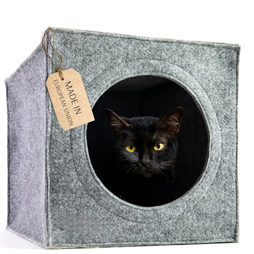 COSY AND DOZY Holycube Katzenhöhle – Kuschelhöhle für Katzen aus Filz - Große Filz Katzenhöhle - Vielseitiges Katzenbett Höhle - Waschmaschinenfest - Einsatz Kompatibel mit IKEA Kallax & Expedit von COSY AND DOZY