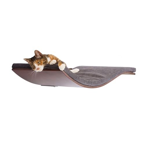 COSY AND DOZY Katzenbett Wand - Katzenliege Wand - Wandliege Katze - Wandbett Katze - Katzenbretter für die Wand - Regal Katze Wand Liegeplatz - Dark Grey Walnuss Bett Katzenmöbel Wand bis 25 kg von COSY AND DOZY