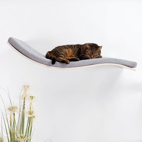 COSY AND DOZY Katzenbett Wand - Katzenliege Wand - Wandliege Katze - Wandbett Katze - Katzenbretter für die Wand - Regal Katze Wand Liegeplatz - Soft Grey Ahorn Bett Katzenmöbel Wand bis 25 kg von COSY AND DOZY