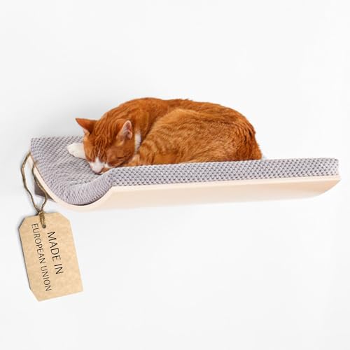 COSY AND DOZY Katzenliege Wand L50 x B41 'Chill' - Wandliege Katze - Katzenbett Wand aus Buchensperrholz - Katzen Wand Liegeplatz - Katzen Wandliege - Belastung bis 20 kg von COSY AND DOZY