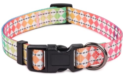 COSYHOMELONDON Hundehalsband mit geometrischen Mustern – weiches Halsband im ethnischen Stil, verstellbar für kleine, mittelgroße und große Hunde (Blitzstreifen C, S) von COSYHOMELONDON