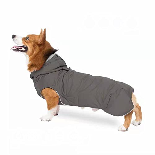 COSYHOMELONDON Hundemantel Warm Mantel für Kleine Mittlere Hunde Warme Hundejacke mit Fleecefutter & Hoodies (L,Grau) von COSYHOMELONDON