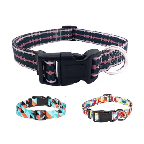 Cosyhomelondon Verstellbares Nylon-Hundehalsband mit Mustern, weiches, bequemes Haustierhalsband für kleine, mittelgroße Hunde (bunte Blume, M) von COSYHOMELONDON