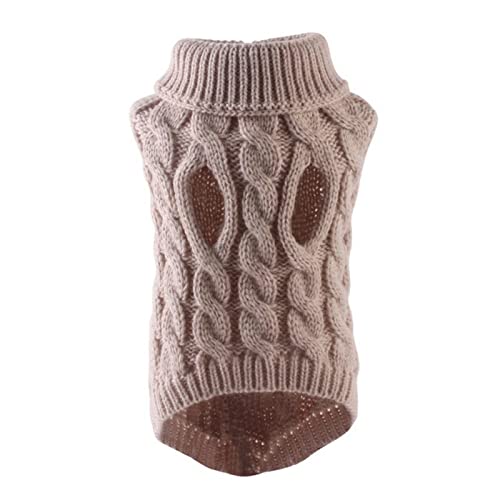 COTCLO Hundekleidung Hundepullover für kleine Hunde, Winter, warme Hundekleidung, Rollkragen, gestrickte Haustierkleidung, Pullover, Weste, Chihuahua, Yorkie-Mantel, Beige, S von COTCLO