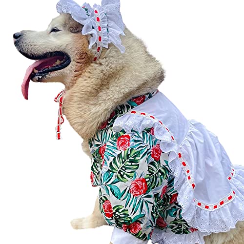 Große Rasse Aloha Hundehemd Hund Hawaiian Blume Ananas Shirt 3XL-6XL für große Hunde, Alaska, Hatch (4XL, Blume Hawaii-Kleid) von COUTUDI