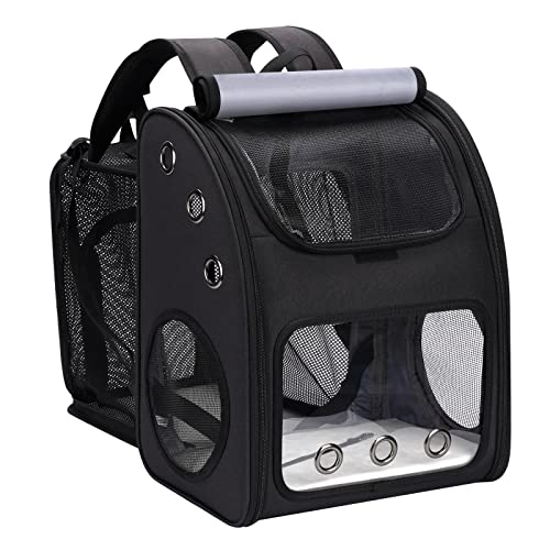 COVONO Erweiterbarer Haustier-Rucksack für Katzen, Hunde und Kleintiere, tragbare Haustier-Reisetasche, super belüftetes Design, ideal für Reisen/Wandern/Camping, Schwarz von COVONO