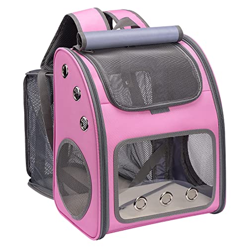 COVONO Erweiterbarer Haustier-Rucksack für Katzen, Hunde und Kleintiere, tragbare Haustier-Reisetragetasche, super belüftetes Design, ideal für Reisen/Wandern/Camping, Rosa von COVONO