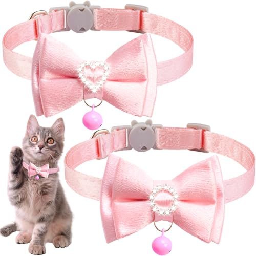 Breakaway Katzenhalsband, COZIRAE Fliege mit Blume, Katzenhalsband mit Krawatte, niedliches Katzenhalsband für Mädchen/Jungen, Katze (2 Stück, Farbe F + Farbe G) von COZIRAE