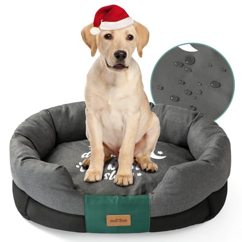 COZY KISS 78,9 x 58,9 cm, wasserdichtes Hundebett für große Hunde, waschbares Hundesofa mit rutschfester Unterseite, orthopädische Hundesofa mit scheuerbarem Oxford-Teflon-Gewebe, Größe L, Grau von COZY KISS