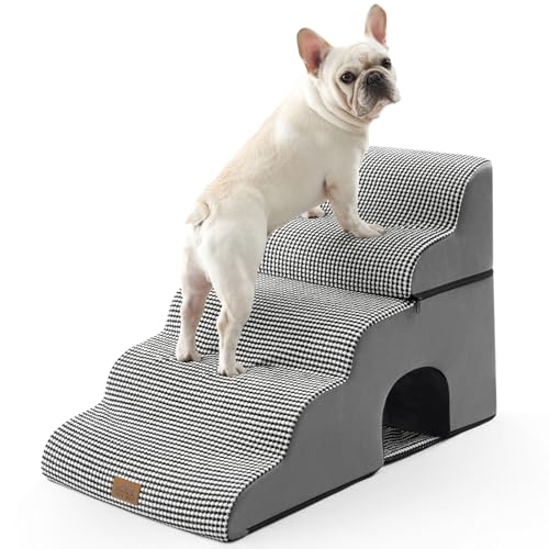 COZY KISS Breite Hundetreppe, kleine Haustiertreppe mit auslaufsicherer Abdeckung (Schwarz und Weiß, 83x50x57cm-Loch, 5.0) von COZY KISS