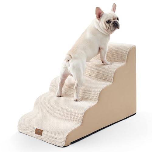 COZY KISS Breite Hundetreppe für Hochbett, 56,9 cm hoch, Hundetreppe für Welpen, Katzen, kleine, mittelgroße und große Hunde, Haustierrampe für Bett oder Auto, Leiter mit hochdichtem Schaumstoff, 83,8 von COZY KISS