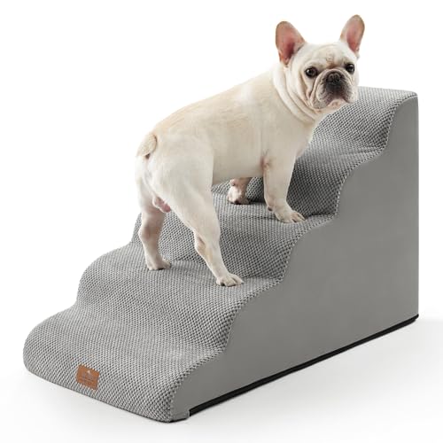 COZY KISS Breite Hundetreppe für Hochbett, kleine Haustierstufen mit auslaufsicherer Abdeckung, hochdichter Schaumstoff-Katzenrampe für Bett, Auto oder Couch, leicht, langlebig, Komfort, 83,8 x 50 x von COZY KISS