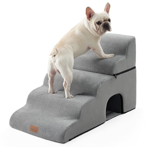 COZY KISS Breite Hundetreppe für Bett mit Tunnel, 50 cm Breite, Schaumstoff, abnehmbare große Hundetreppe für kleine Hunde, Welpen oder Katzen, mittlere Haustierrampe für Hochbett oder Auto, 50 x 83,8 von COZY KISS