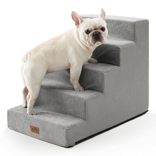 COZY KISS Gerade Hundetreppe für Hochbett, 57,4 cm hoch, kleine Haustiertreppe mit auslaufsicherer Abdeckung, hochdichter Schaumstoff-Katzenrampe für Auto, leicht, langlebig, 50 x 74,9 x 59,9 cm, 5 von COZY KISS