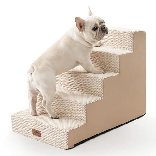 COZY KISS Gerade Hundetreppe für Hochbett, 57,4 cm hoch, kleine Haustiertreppe mit auslaufsicherer Abdeckung, hochdichter Schaumstoff-Katzenrampe für Auto, leicht, langlebig, 50 x 74,9 x 59,9 cm, 5 von COZY KISS