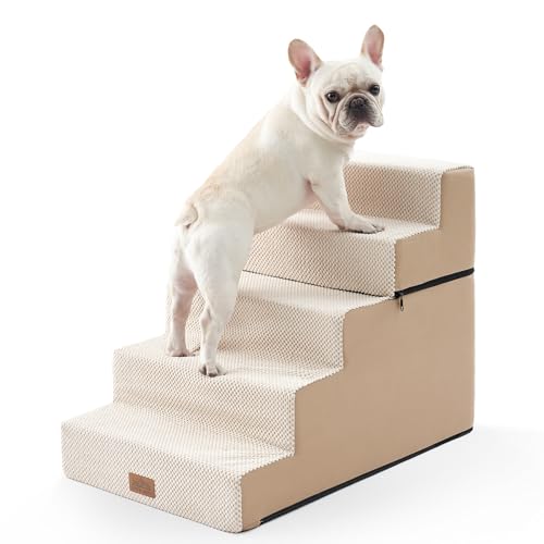 COZY KISS Geteilte Hundetreppe für Hochbett, kleine Haustiertreppe mit auslaufsicherer Abdeckung, hochdichter Schaumstoff-Katzenrampe für Bett, Auto oder Couch, leicht, langlebig, Komfort, 74,9 x 50 x von COZY KISS