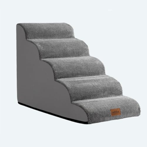 COZY KISS Hundetreppe, Schwamm Haustier Treppe für Katze und Sofa, kleine Hunde Rampe, Grau, 5-Stufen von COZY KISS