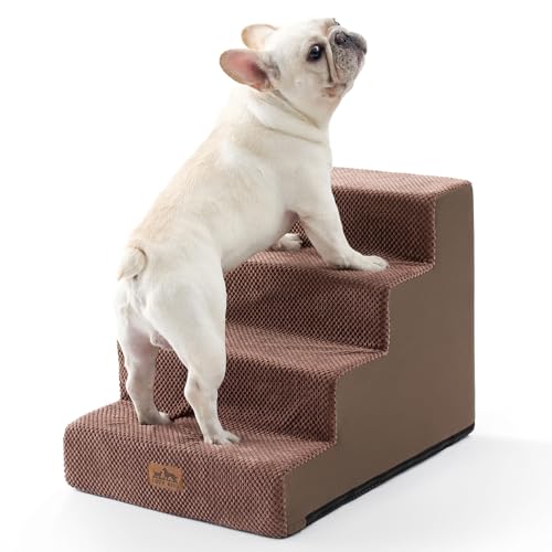 COZY KISS Hundetreppe für Hochbett, 60 cm hoch, Haustiertreppe mit auslaufsicherer Abdeckung, hochdichter Schaumstoff-Katzenrampe für Bett, leicht, langlebig, Komfort, 50 x 74,9 x 60,9 cm, 4 Etagen, von COZY KISS