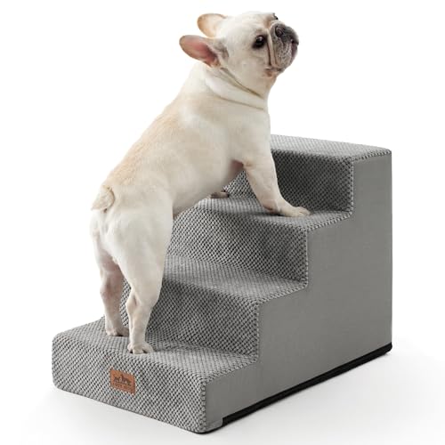 COZY KISS Geteilte Hundetreppe, kleine Haustiertreppe mit auslaufsicherer Abdeckung, hochdichter Schaumstoff-Katzenrampe (grau, 60x45x45cm, 4.0) von COZY KISS