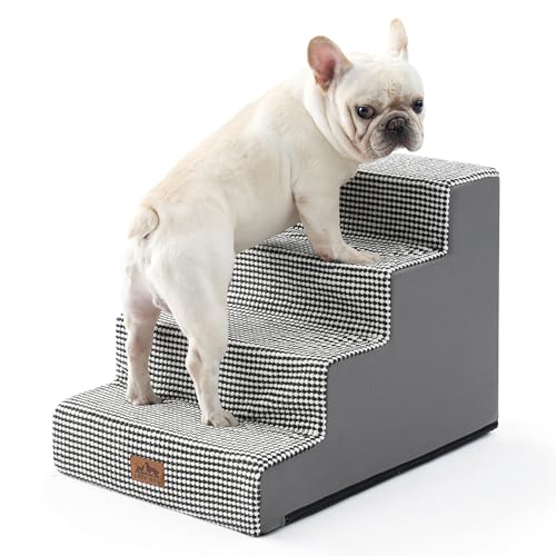 COZY KISS Hundetreppe für kleine Hunde, Haustiertreppe mit auslaufsicherer Abdeckung, hochdichter Schaumstoff-Katzenrampe für Bett, Couch oder Sofa, leicht, langlebig, Komfort, 50 x 74,9 x 59,9 cm, 4 von COZY KISS