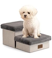 COZY KISS Hundetreppe mit Lagerung, kleine Hunderampe, grau, 2-Stufen von COZY KISS