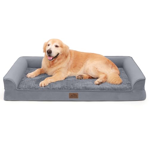 COZY KISS Orthopädische Hundebetten für extra große Hunde, wasserdichtes Memory-Foam-XXL-Hundebett mit Seiten, rutschfester Unterseite und Eierkisten-Schaum, Big Dog Couchbett mit waschbarem, von COZY KISS