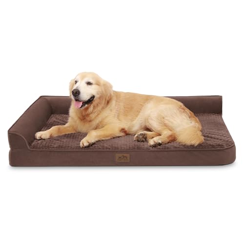 COZY KISS Orthopädisches Hundebett Ergonomisches Hundesofa, Hundecouch mit eierförmiger Kistenschaum für große Hunde, waschbar rutschfest Hundebetten,Braun, 122x81x19cm von COZY KISS