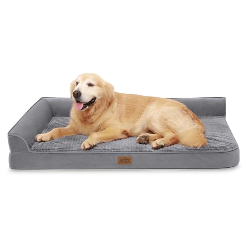 COZY KISS Orthopädisches Hundebett Ergonomisches Hundesofa - 122x81x19cm Hundecouch mit eierförmiger Kistenschaum für große Hunde, waschbar rutschfest Hundebetten, Grau von COZY KISS