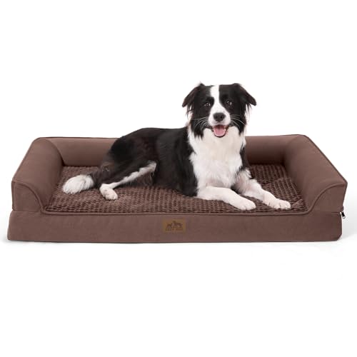 COZY KISS Orthopädisches Hundebett für extra große Hunde, XL, waschbares Hundesofa, groß, stützendes Schaumstoff-Haustier-Couch-Bett mit abnehmbarem, waschbarem Bezug, wasserdichtem Futter und von COZY KISS