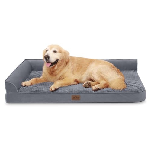 COZY KISS Orthopädisches Hundebett Ergonomisches Hundesofa - 122x81x19cm Hundecouch mit eierförmiger Kistenschaum für große Hunde, waschbar rutschfest Hundebetten, Grau von COZY KISS