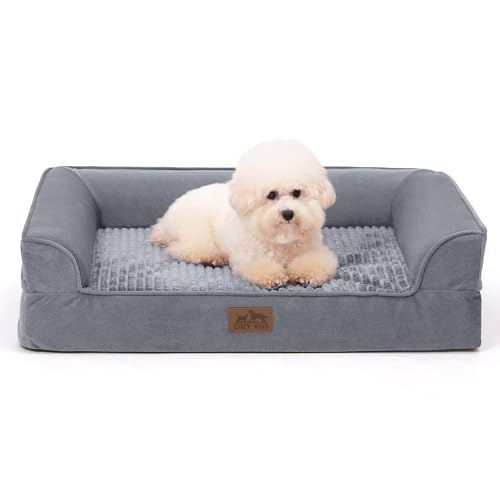 COZY KISS Orthopädisches Hundebett für mittelgroße Hunde, wasserdichtes Hundesofa mit Seiten, stützendes Schaumstoff-Haustier-Couch-Bett mit abnehmbarem, waschbarem Bezug, wasserdichtes Futter und von COZY KISS