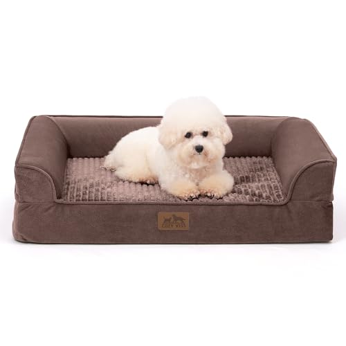 COZY KISS Orthopädisches Hundebett für mittelgroße Hunde, wasserdichtes Hundesofa mit Seiten, stützendes Schaumstoff-Haustier-Couch-Bett mit abnehmbarem, waschbarem Bezug, wasserdichtes Futter und von COZY KISS