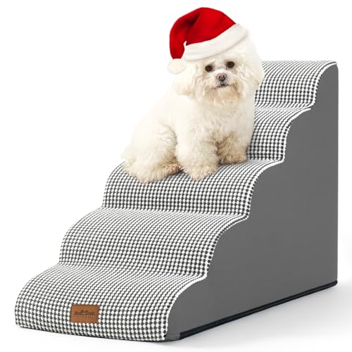 COZY KISS Hundetreppe für Hochbett, 57,4 cm hoch, kleine Haustiertreppe mit auslaufsicherer Abdeckung, hochdichter Schaumstoff-Katzenrampe für Bett, Auto oder Couch, leicht, langlebig, Komfort, 39,9 x von COZY KISS