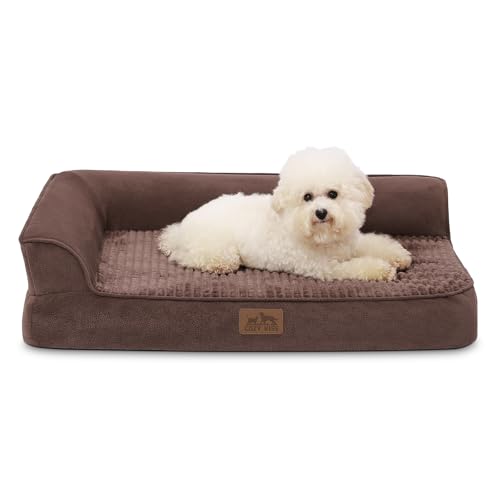 COZY KISS Orthopädisches Hundebett, 19cm Dicke Hundesofa für Mittelgroße Hunde, Abnehmbar und Waschbar Hundecouch, rutschfeste Unterseite, Wasserdichtes Innenfutter, Braun,76x51x19cm von COZY KISS