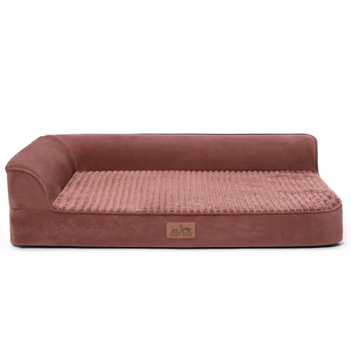 Sofa-Hundebett – sehr bequeme Hundebetten für atmungsaktives und wasserdichtes Haustierbett, Eierschaum-Sofabett (braun, groß) von COZY KISS