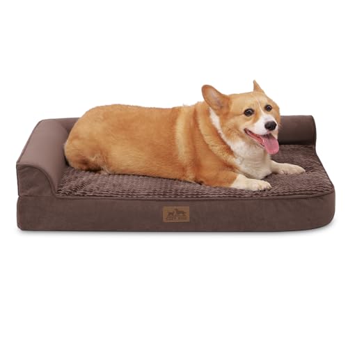 Sofa-Hundebett – sehr bequeme Hundebetten für atmungsaktives und wasserdichtes Haustierbett, Eierschaum-Sofabett (braun, groß) von COZY KISS