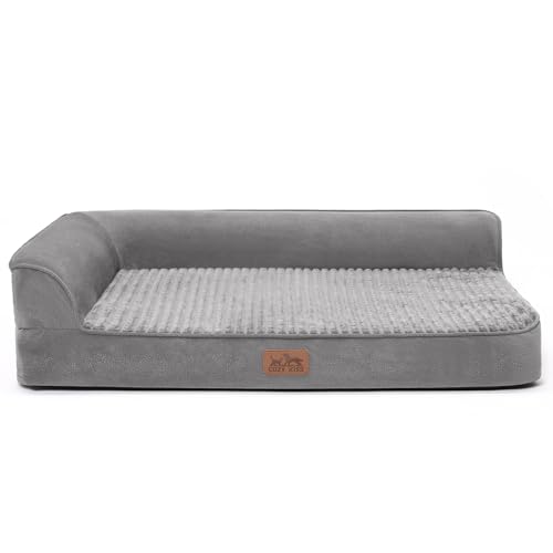 Sofa-Hundebett – sehr bequeme Hundebetten für atmungsaktives und wasserdichtes Haustierbett, Eierschaum-Sofabett (grau, groß) von COZY KISS