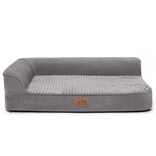 Sofa-Hundebett – sehr bequeme Hundebetten für atmungsaktives und wasserdichtes Haustierbett, Eierschaum-Sofabett (grau, mittel) von COZY KISS
