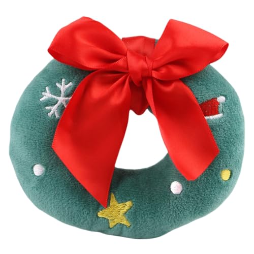 CPAOWEHF Christmas Rings Plush Dog Squeaky Toy With Squeaker Festival Props Dog Chewing Grinding Toy for Active Pet Enrichment von CPAOWEHF