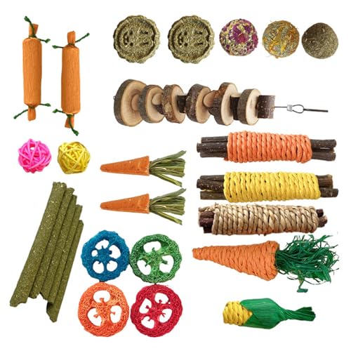 CPAOWEHF Hasen Hamster Kauspielzeug Set Naturholz StickToy Haustier Zähneknirschen Spielzeug Für Chinchillas Vögel von CPAOWEHF