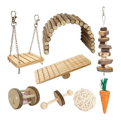 CPAOWEHF Haustierspielzeug Groß 8PCS Hamster Schaukelbrücke Spielzeug Wippe Rattan Spielzeug Schleifen Klettern Spielzeug Kleines Haustier Käfig Spielplätze Haustierbedarf von CPAOWEHF