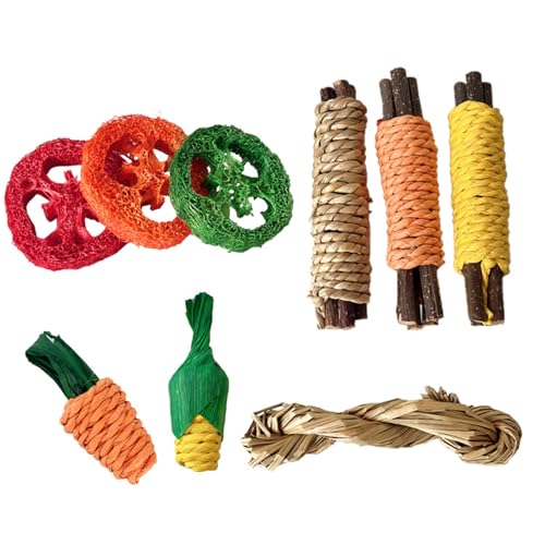 CPAOWEHF Holzzweig-Schleif-Set, 9-teilig, für Hamster, Nager, Zahnpflege, Kaustäbe, Käfig-Unterhaltung, Spielsets von CPAOWEHF