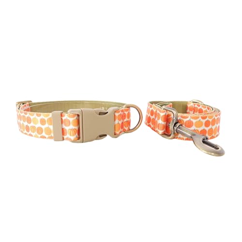 CPAOWEHF Hübsches Kürbis-Halsband, bequeme Hundeleine für Hunde, Erntethema von CPAOWEHF