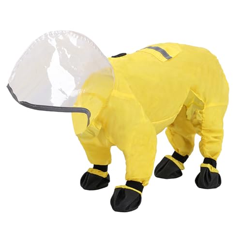 CPAOWEHF Hunde Regenmantel Mit Kapuze Regenbekleidung Mit Fußbezügen wasserdichte Regenkleidung Haustier Hundejacken Overall Outdoor Walking Regenanzug von CPAOWEHF