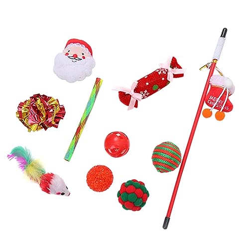 CPAOWEHF Katzen Spielzeug Weihnachtsstrumpf Form Set Plüsch für Haustier mit Maus Spielzeug Katzen Spielzeug Interaktive Stick Zauberstab Spielzeug von CPAOWEHF