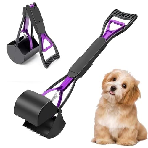 Hundekotschaufel, Hundekotsammler, Hundekotschaufel für Hunde, Langer Griff Tragbare Hundekotschaufel für Hunde, Hundekotgreifer Verfügt, 46cm, Geeignet für Hunde Faltbare Hundekotschaufel (Lila) von CPRNQY